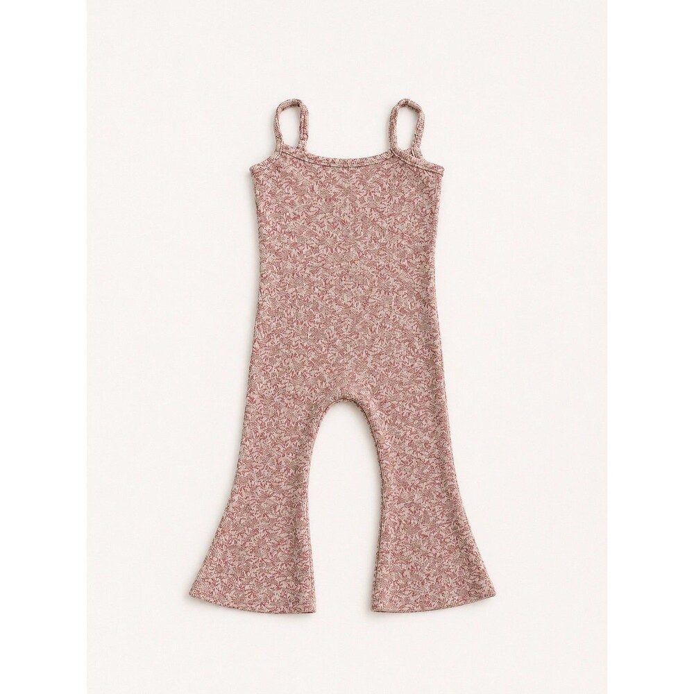 Jessica Simpson 2T Bell Bottom Romper Floral Pink  Ribbed Boho Jumpsuit